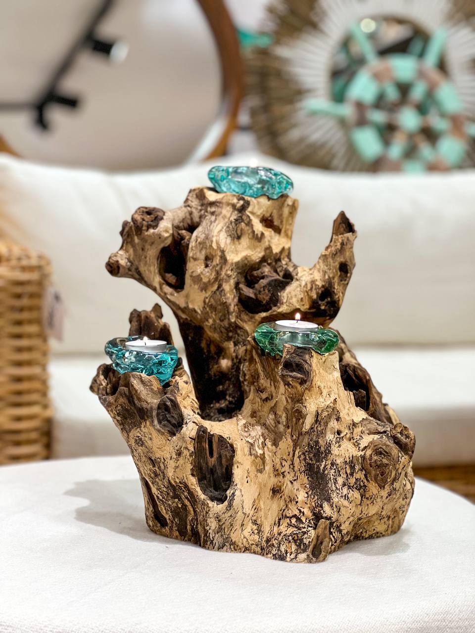 Teelichthalter aus Teakholz