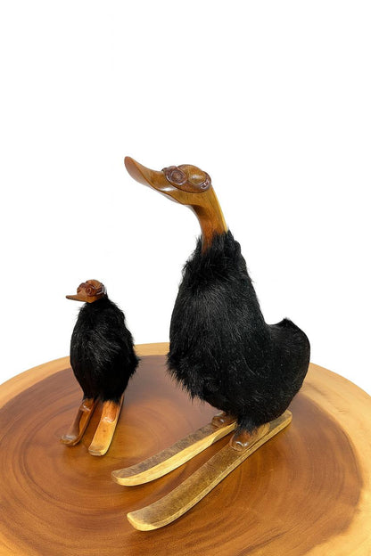 Ente mit Fellmantel (schwarz)