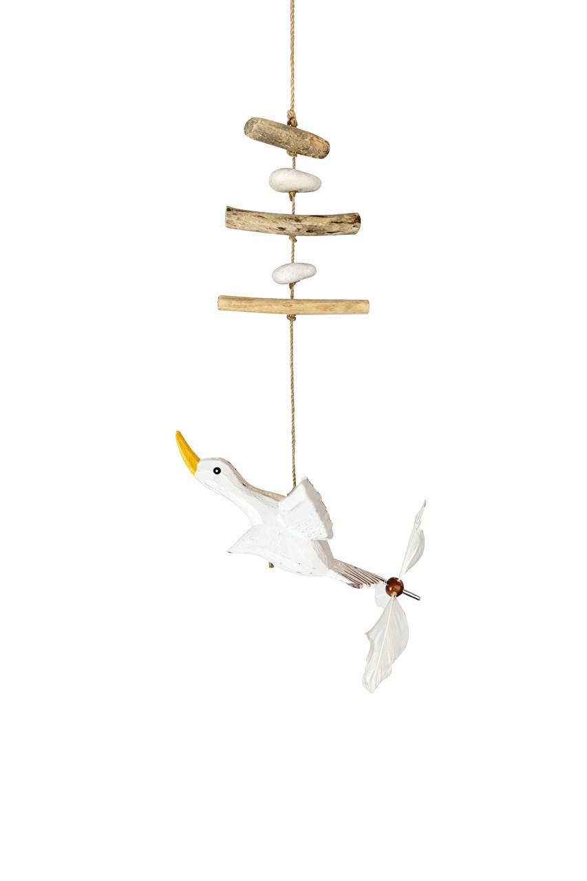 Wind chime made of driftwood (swan)
