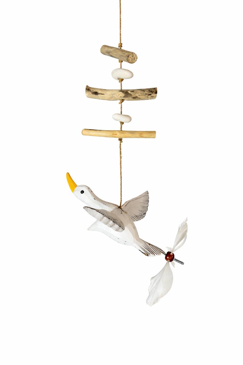 Wind chime made of driftwood (swan)