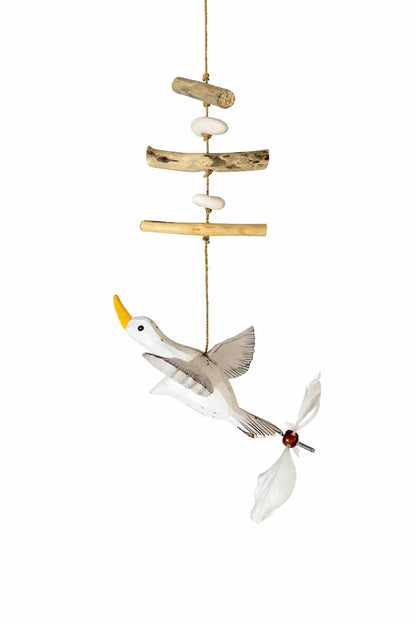 Windspiel aus Treibholz (Schwan)