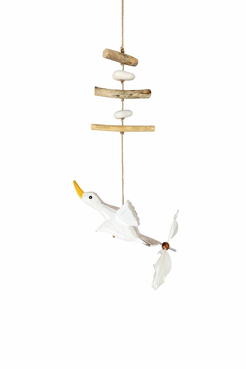 Wind chime made of driftwood (swan)
