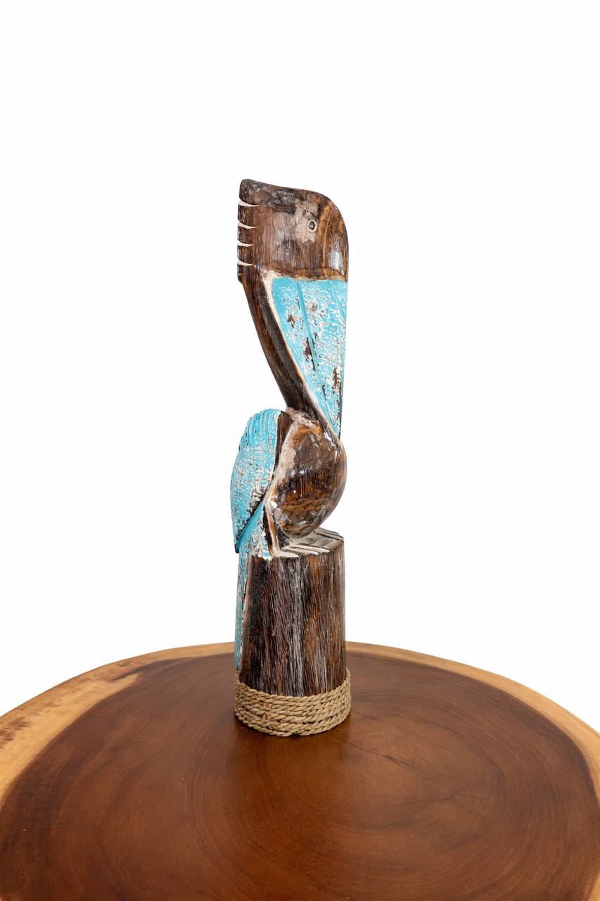 Holzfigur „Pelikan“ (Türkis)