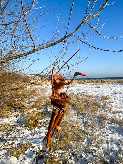Windspiel Kranich mit Babys