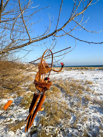 Windspiel Kranich mit Babys