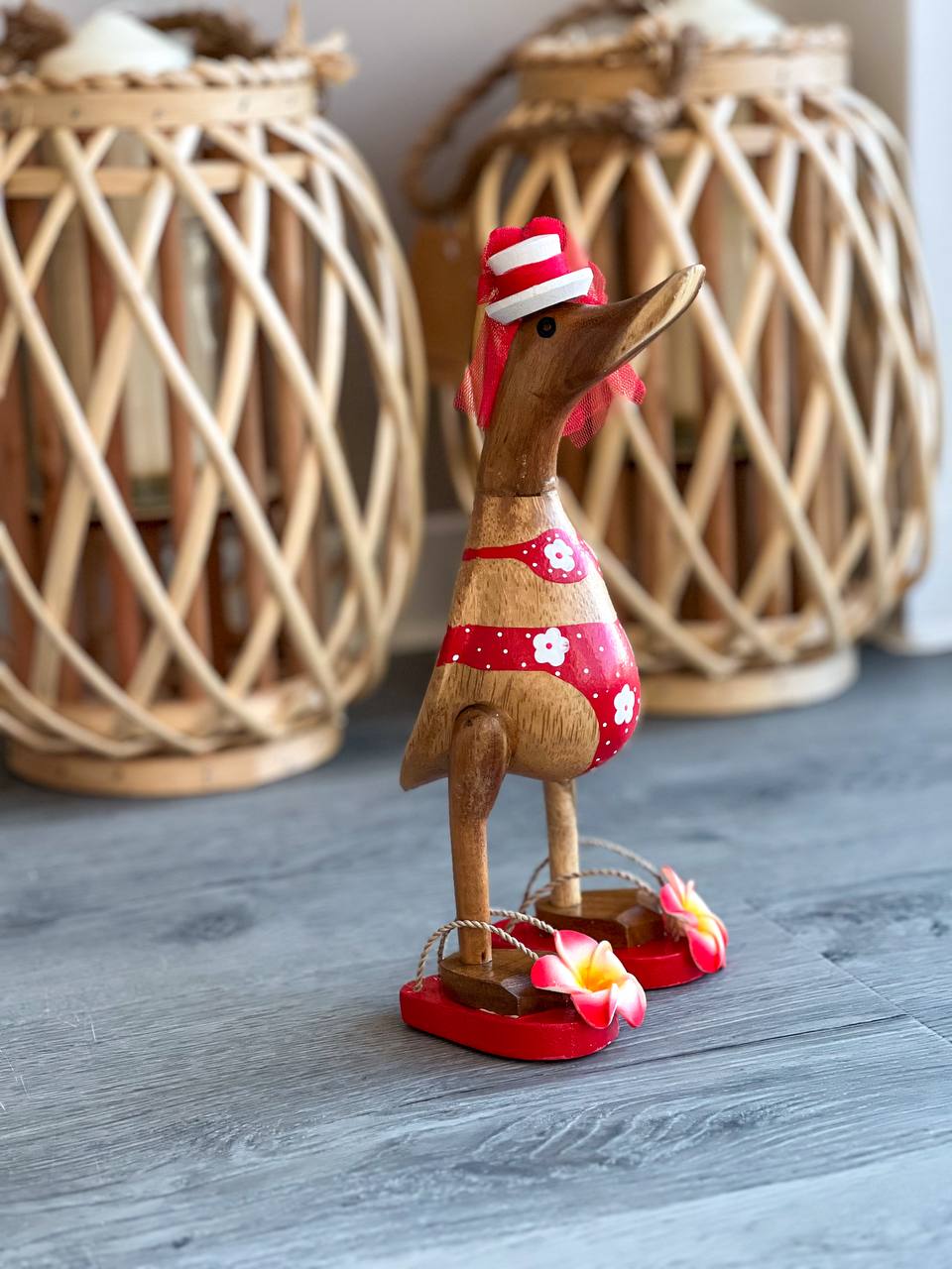 Little duck in pink swimsuit