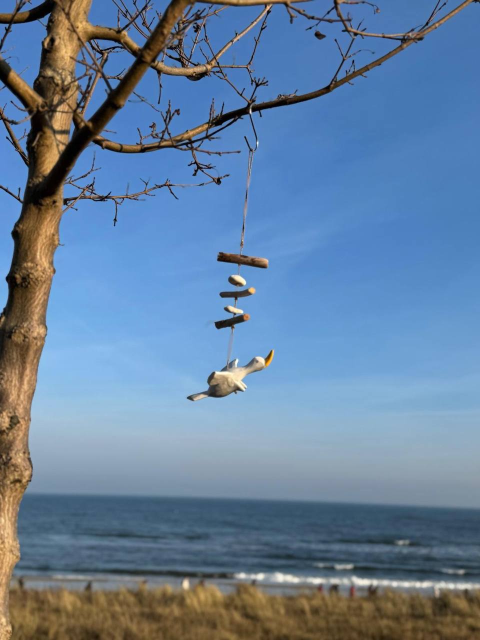 Wind chime made of driftwood (swan)