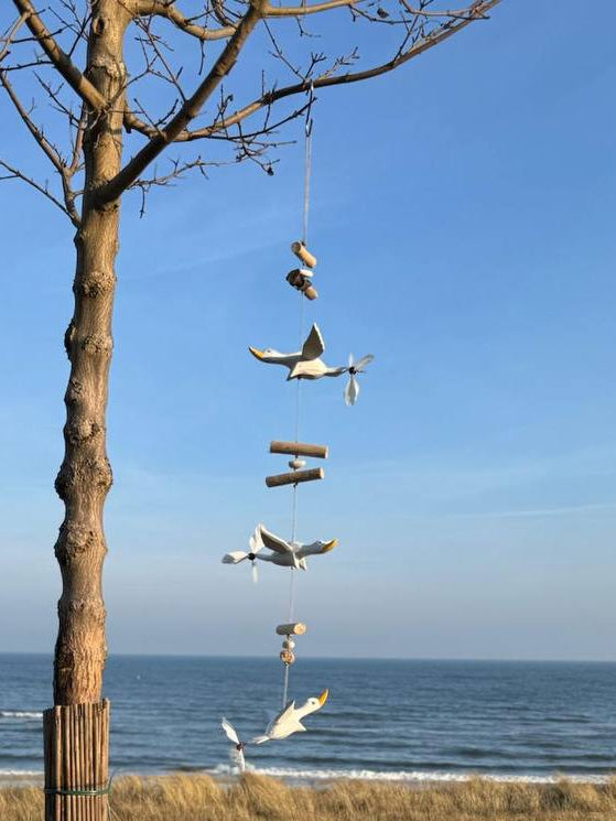 Wind chime made of driftwood (swan)