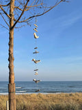 Wind chime made of driftwood (White and grey gull)