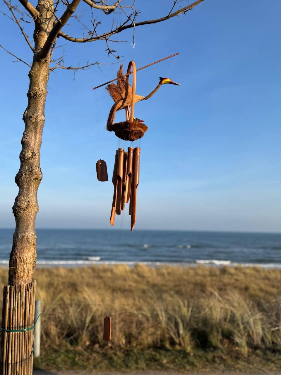 Wind chime crane with babies