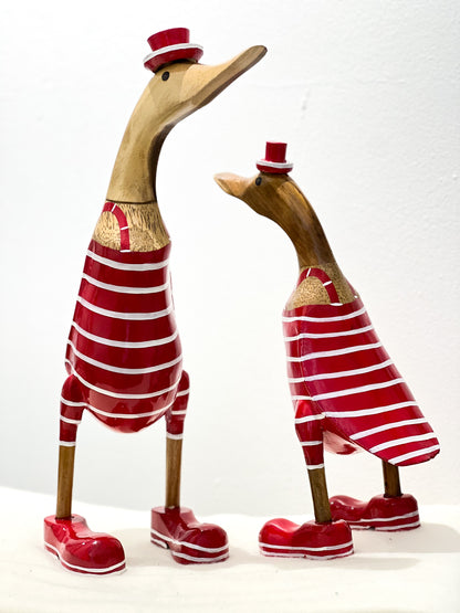Bade Enten Familie (Rot-Weiß Gestreift in Boots)