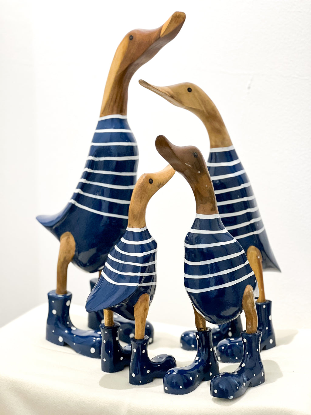 Duck Family ( Dark Blue-White Striped)