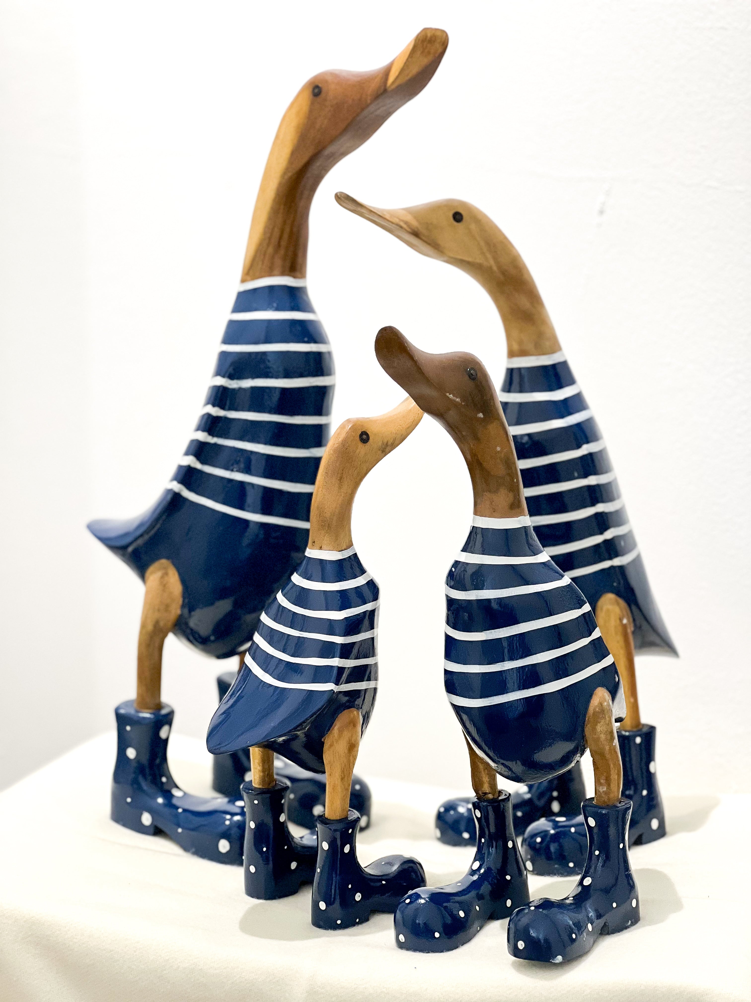 Duck Family ( Dark Blue-White Striped)