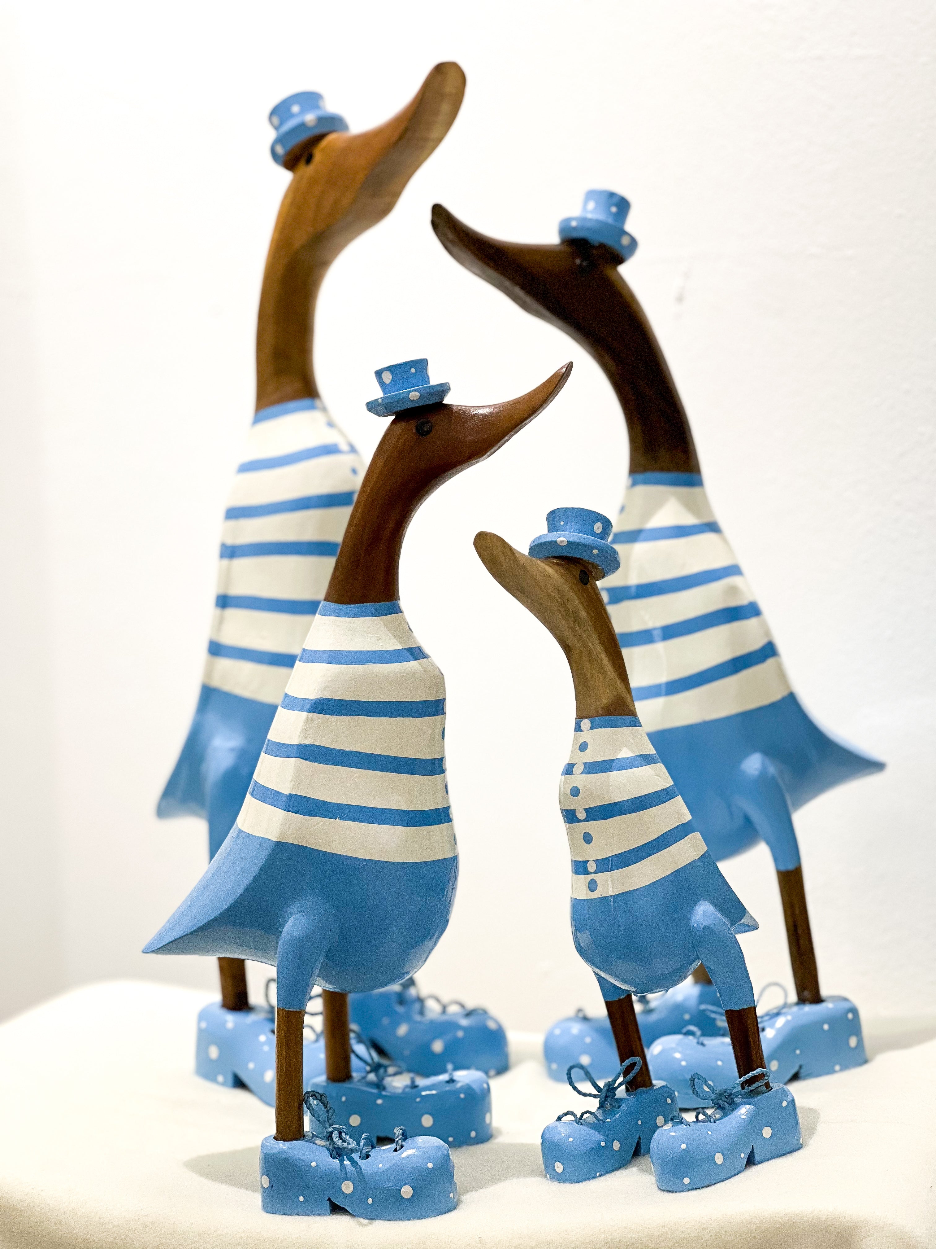Duck Family (Light Blue-White Striped)