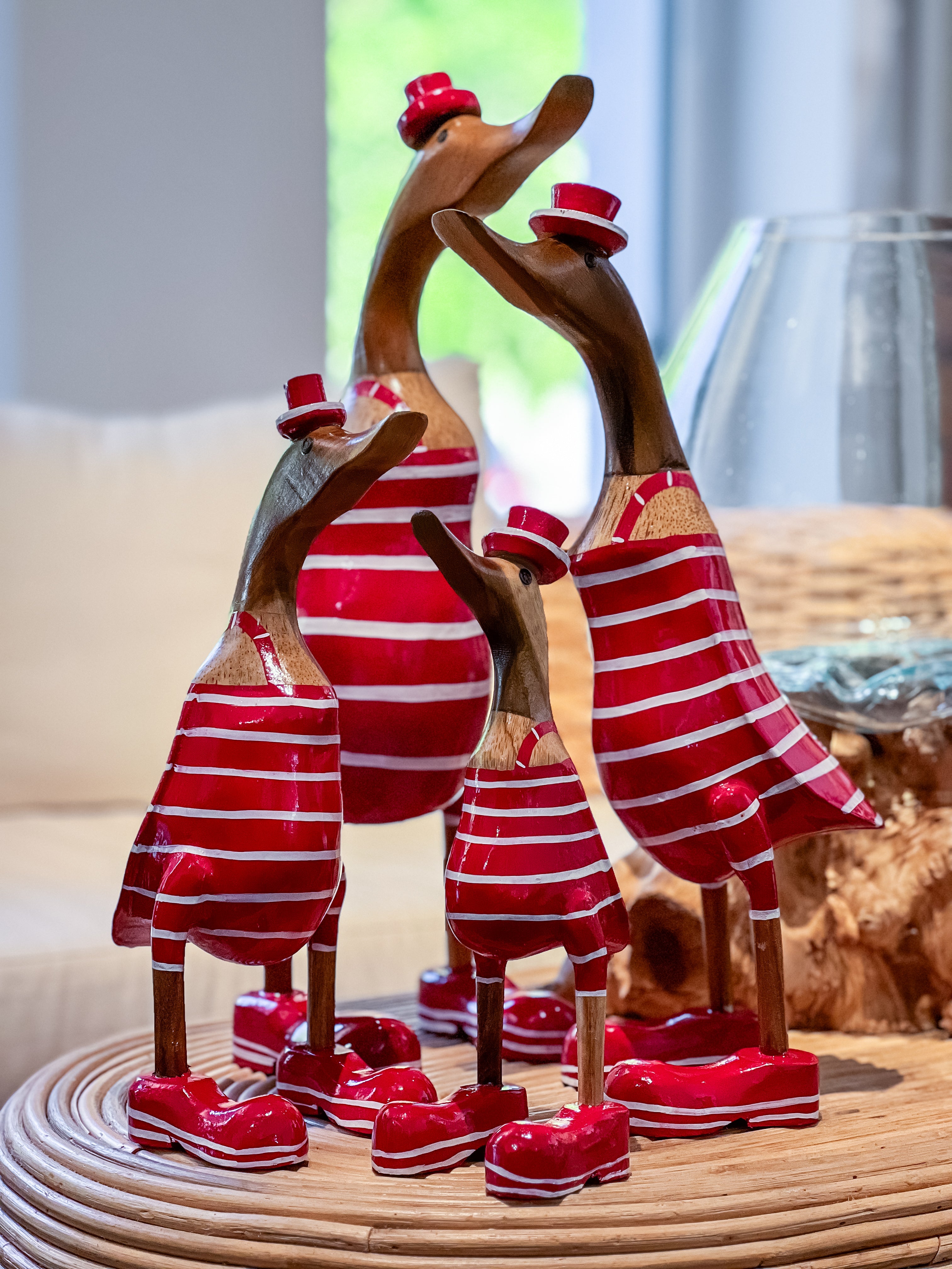 Bade Enten Familie (Rot-Weiß Gestreift in Boots)