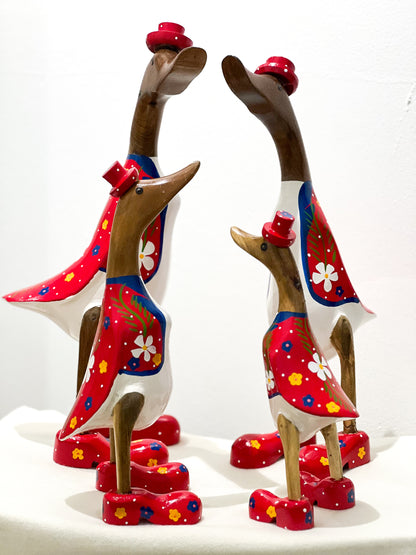Blumen Enten (Rote Jacke)