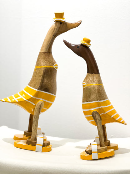 Bade Enten Familie (Gelb-Weiß Gestreift)