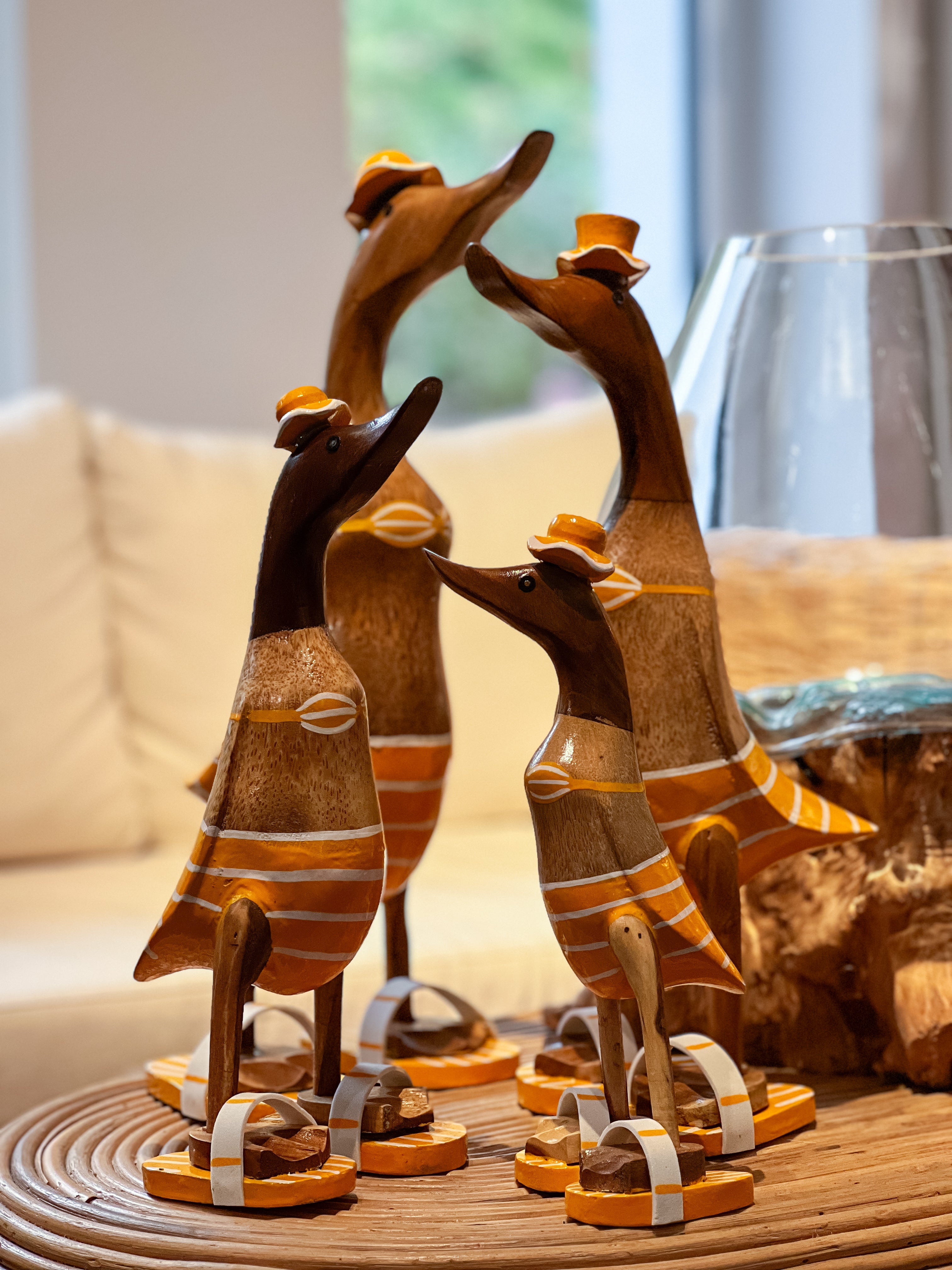 Bade Enten Familie (Gelb-Weiß Gestreift)