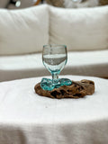 Wine glass with natural wood accent