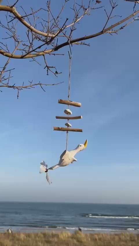Wind chime made of driftwood (swan)