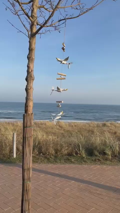 Wind chime made of driftwood (swan)
