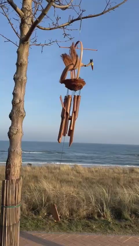 Wind chime crane with babies