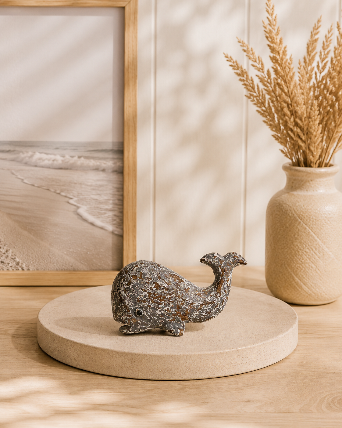 Maritime Deko-Wale aus Holz | Grau