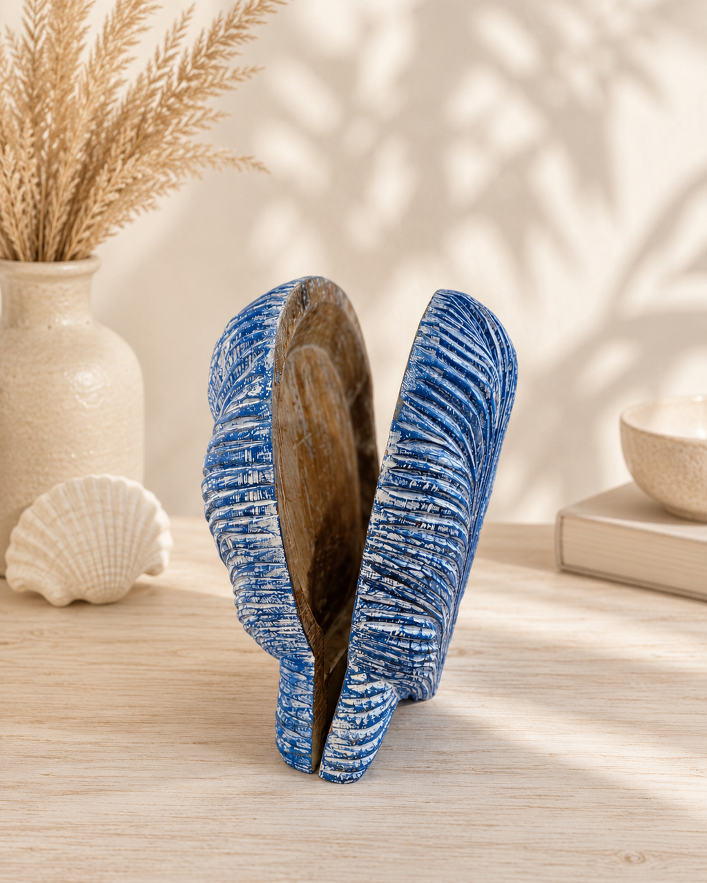 Muschel-Dekoration „Ocean Teak“ – Öffnbar & Handgefertigt aus Teakholz | 30 cm