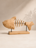 Handgefertigte Fisch-Skulptur aus massivem Teakholz