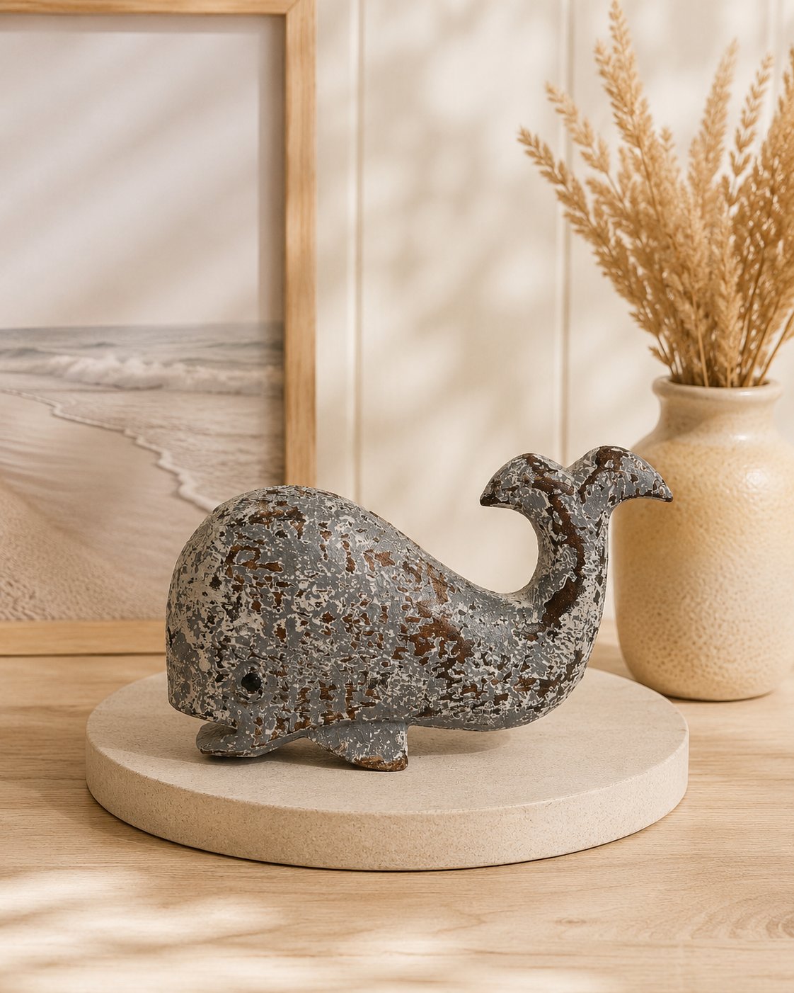 Maritime Deko-Wale aus Holz | Grau