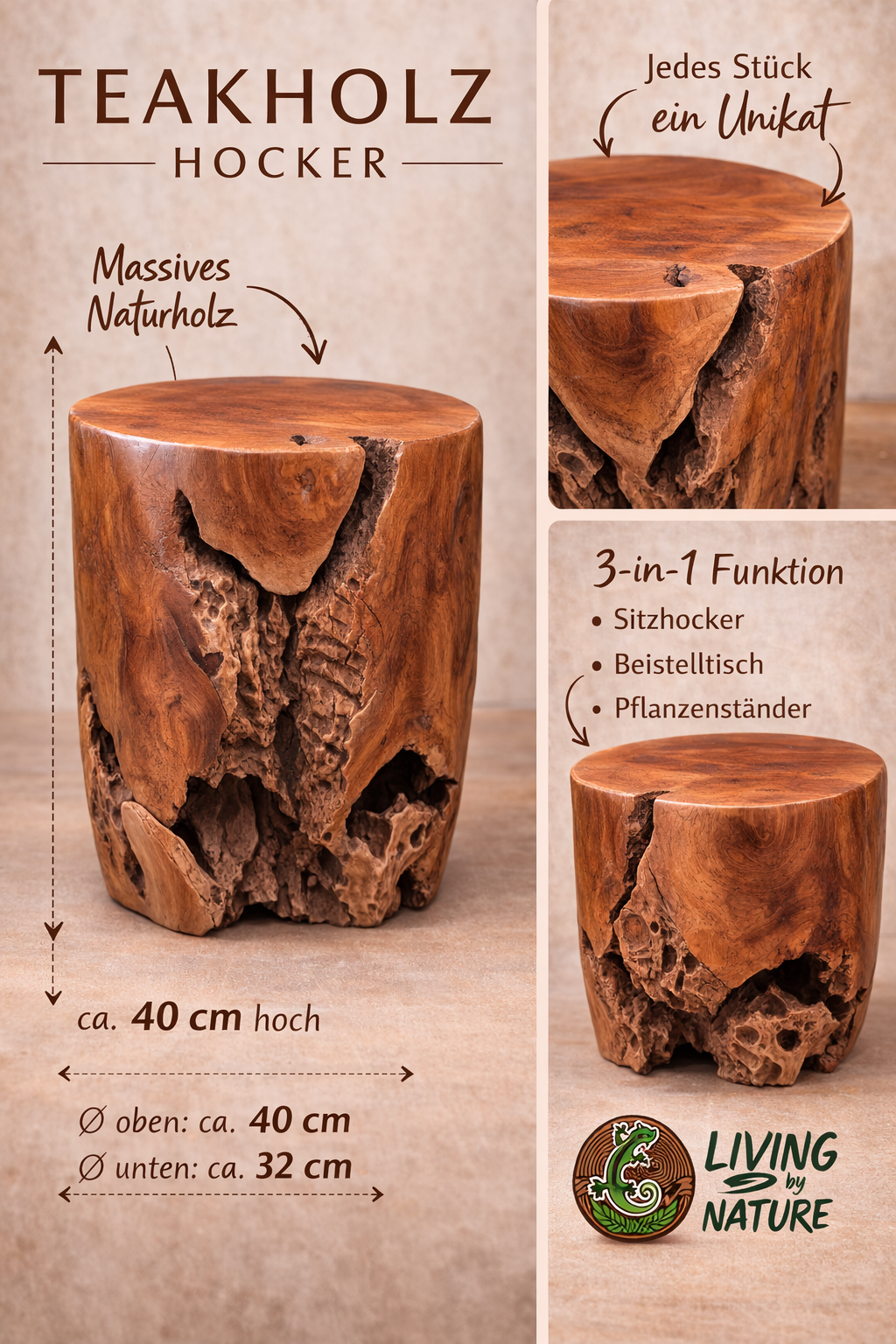 Teakholz Hocker