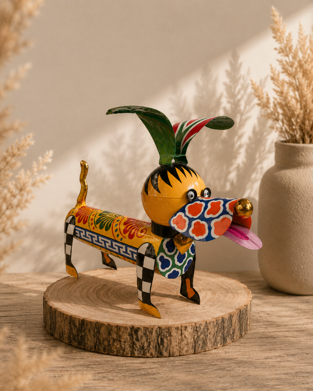 Bunter, handbemalter Deko-Hund