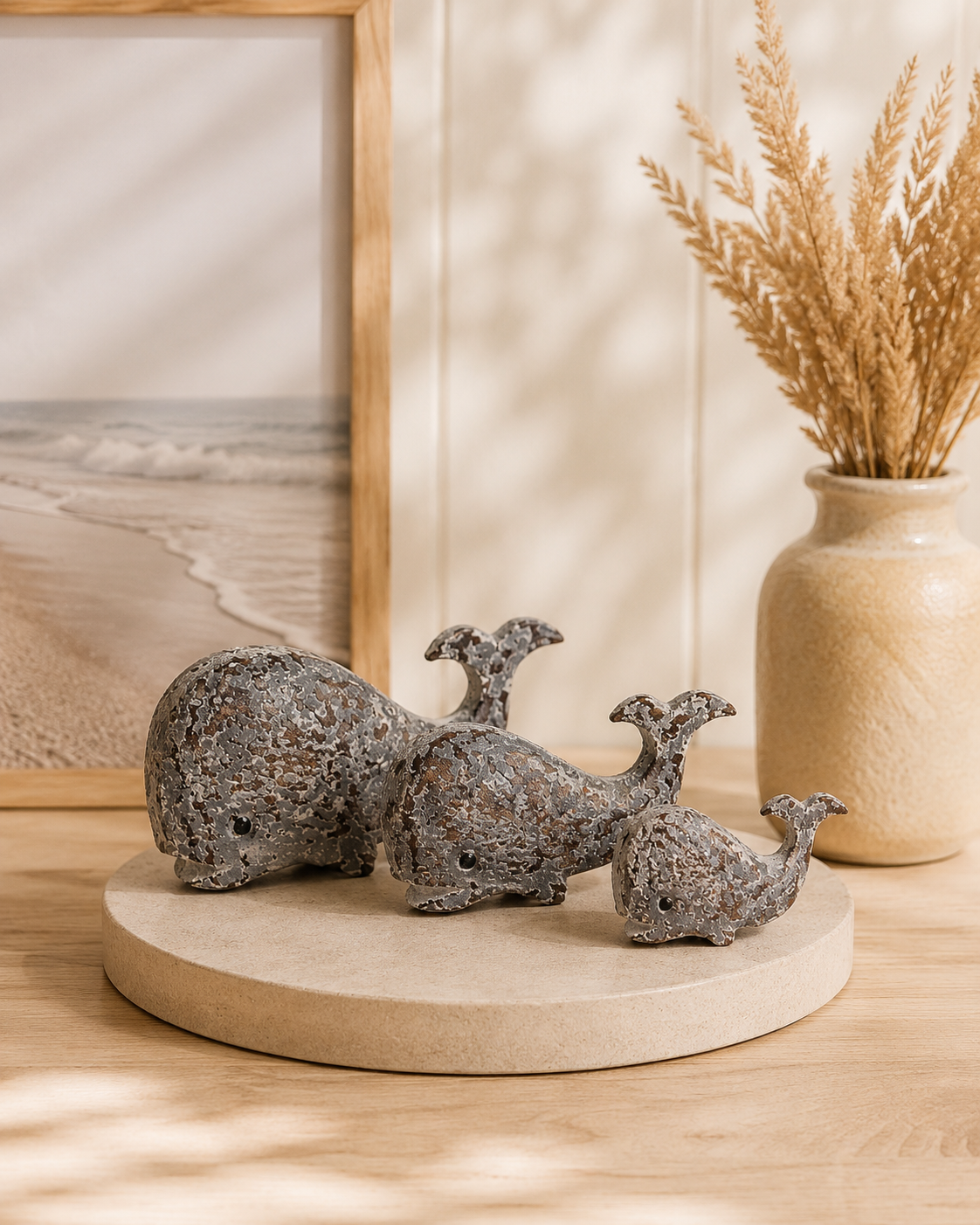 Maritime Deko-Wale aus Holz | Grau