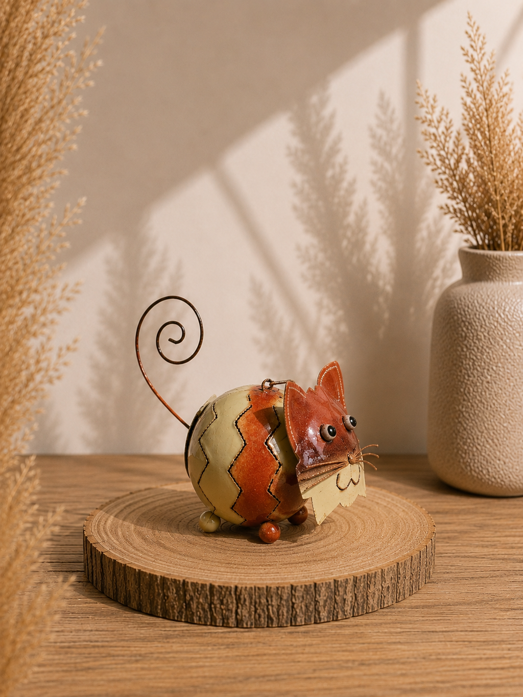 Katzenfigur aus Metall | 11 cm ( mit Schwanz: ca. 17 cm )